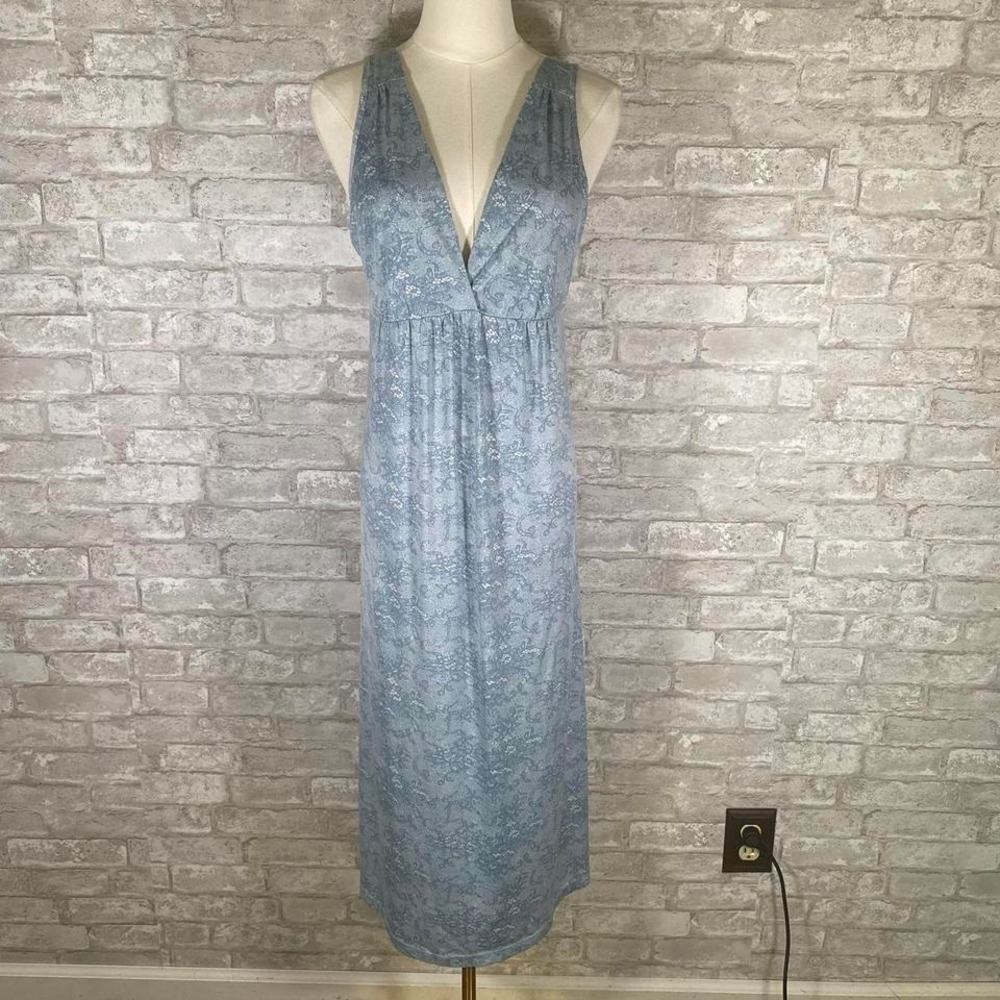 Jones New York blue floral midi nightgown size small adjustable straps